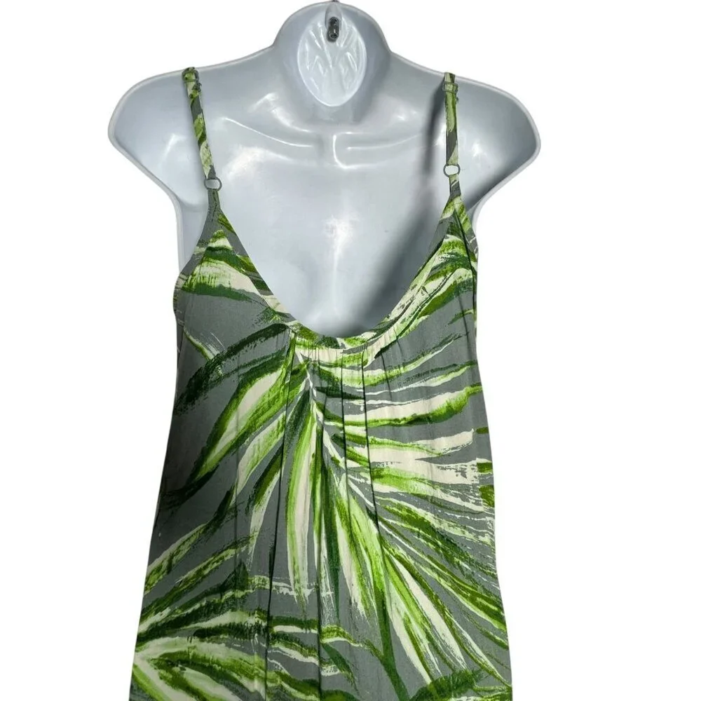 Jams World Ariana Midi Dress size Small Manoa Print W3104 green gray leaf print - Picture 5 of 11
